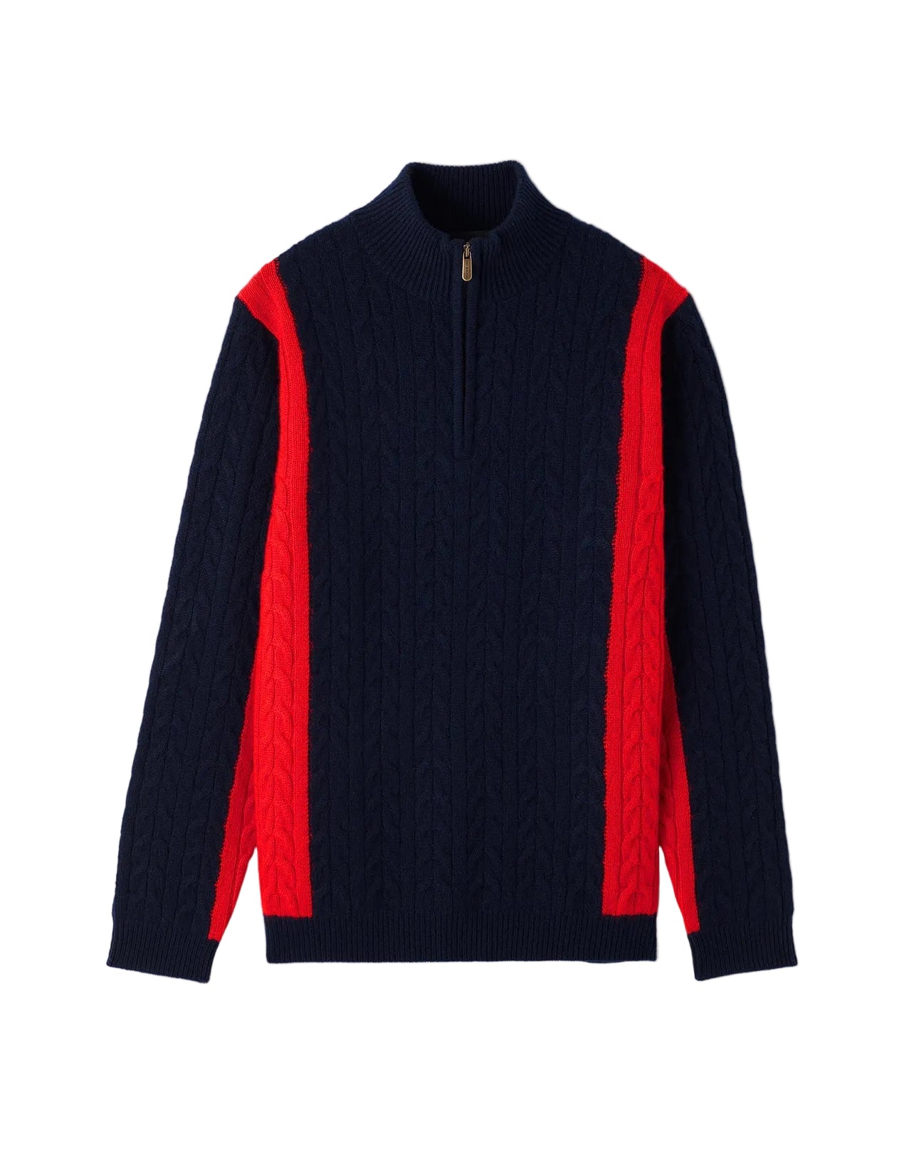 RECO140Pull Camionneur Torsades Color Block - Marine/Cinabre