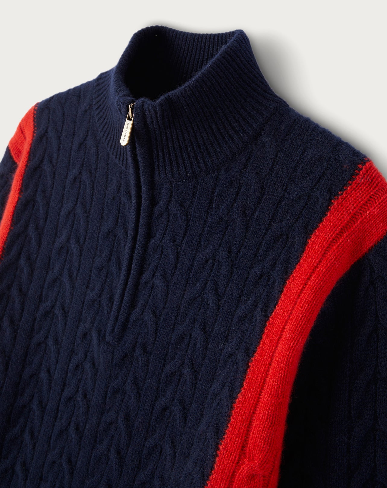 RECO140Pull Camionneur Torsades Color Block - Marine/Cinabre