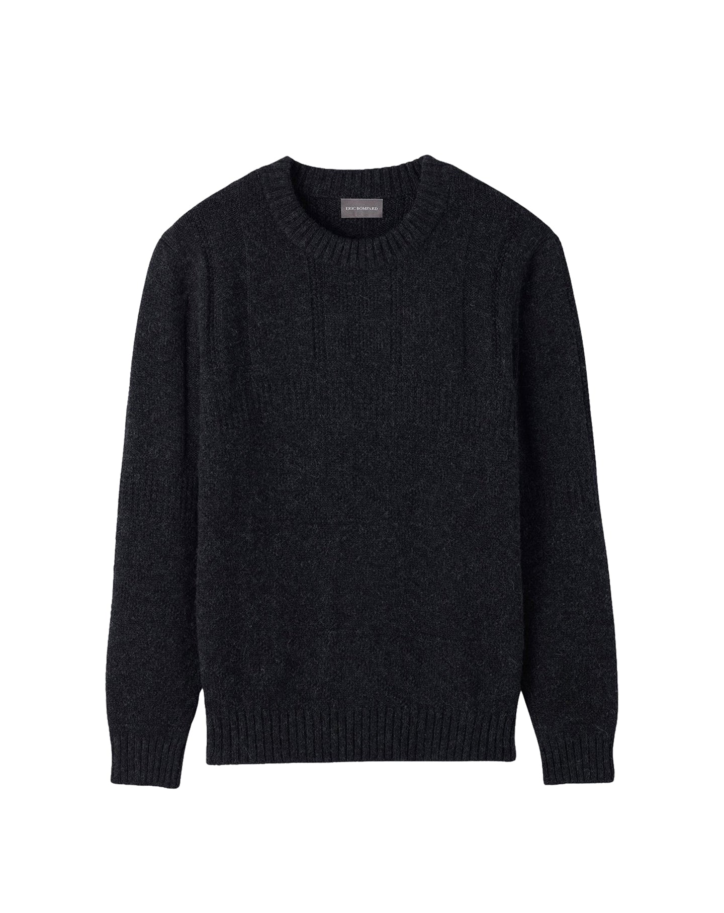 Pull col rond guernesey en laine alpaga -  Anthracite