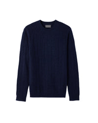 Textured, variegated cashmere crew-neck jumper - Midnight Blue & Navy