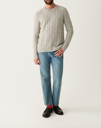 Cashmere jumper with a round neck, cable knit and ribbed detailing - Silver Grey