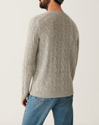 Cashmere jumper with a round neck, cable knit and ribbed detailing - Silver Grey