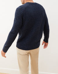 RECO155Ras De Cou Emmanchures Raglan Authentique - Bleu Nocturne Donegal