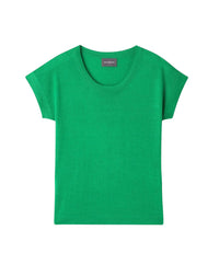 T-shirt col rond en cachemire -  Vert Mercure