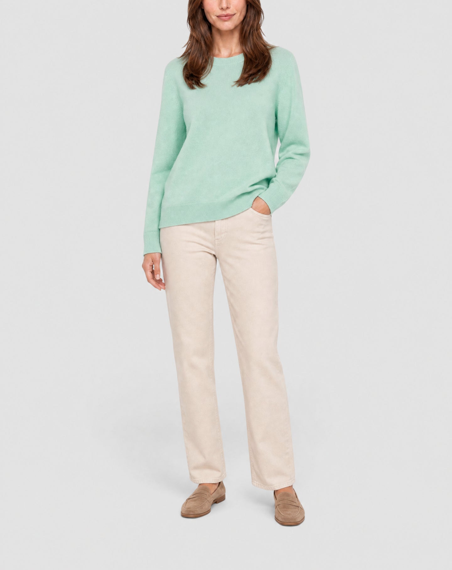 Pull col rond ample en cachemire -  Menthe Au Lait