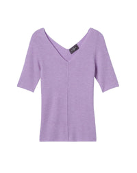 Ultra-fine short-sleeved V-neck cashmere jumper - Lilibeth