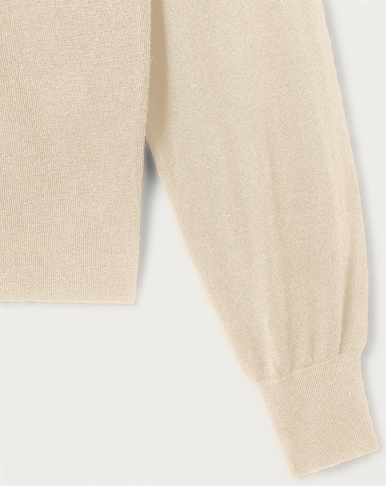 RECO95Pull V Ultrafin Manches Victoriennes - Cream