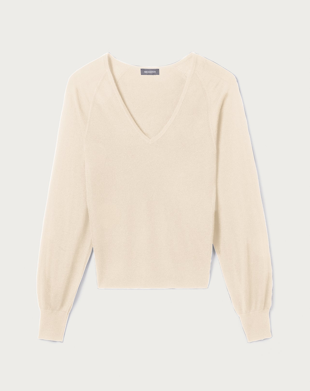 RECO95Pull V Ultrafin Manches Victoriennes - Cream