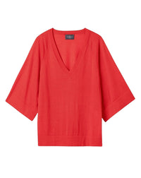 V-neck kimono-style cashmere jumper - Festival Pink