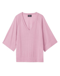 V-neck kimono-style cashmere jumper - Jelly Pink