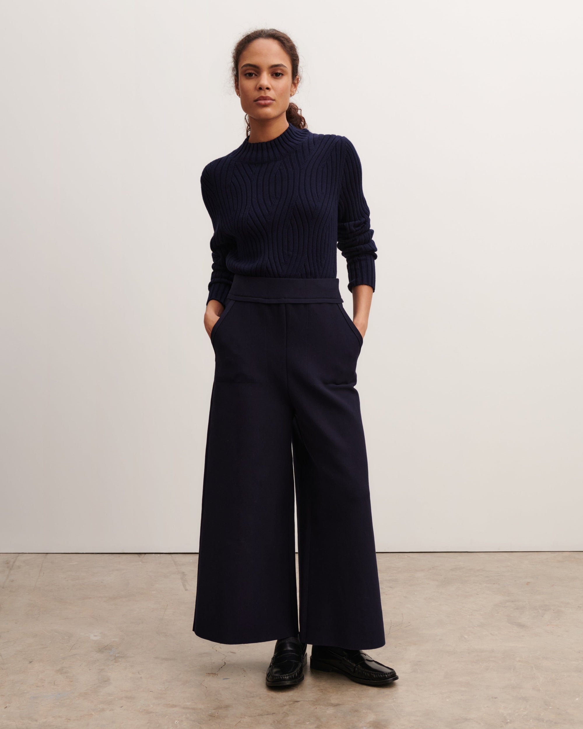 RECO140Pantalon Milano 7/8 À Poches - Marine