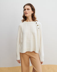 RECO150Ras De Cou Oversize Boutons - Naturel