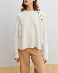 RECO150Ras De Cou Oversize Boutons - Naturel