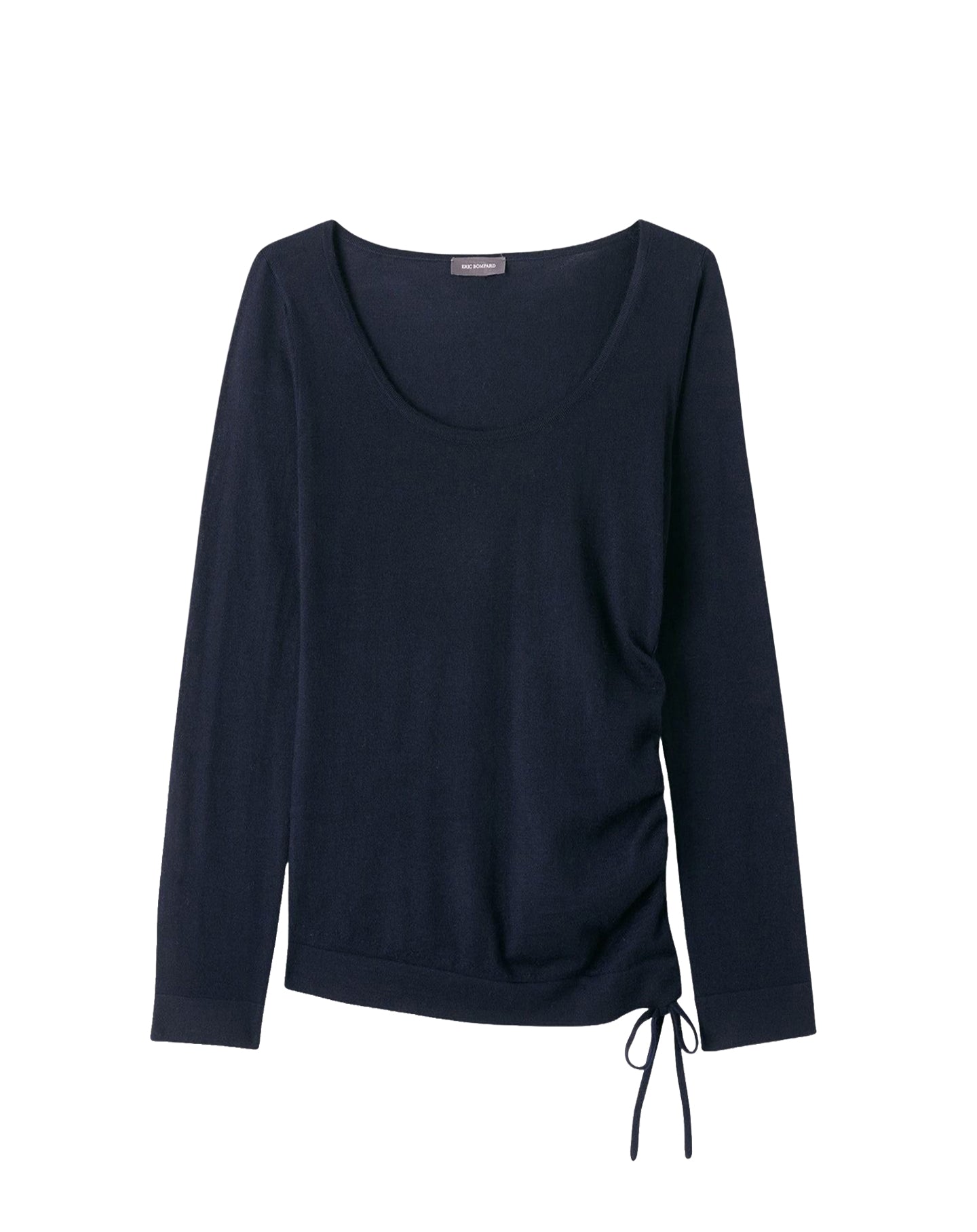 Pull col danseuse ultrafin à fronces en cachemire -  Marine