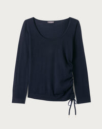 RECO160Col Danseuse Cintré Ultrafin Fronces Coté - Marine