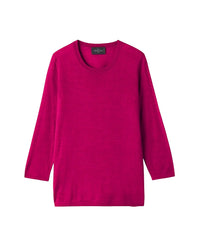 Pull col rond en cachemire -  Fuchsia