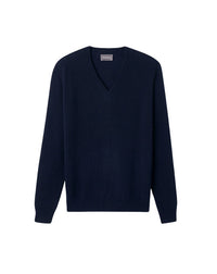 4-ply V-neck cashmere jumper - Navy