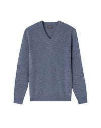 4-ply cashmere V-neck jumper - Apatite Blue