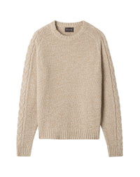 RECO120Ras De Cou Mouliné Emmanchures Raglan Détail Torsade - Pampas/Perla/Naturel