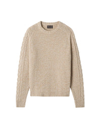 Cotton crew-neck jumper with raglan sleeves in a variegated yarn - Pampas, Perla & Naturel
