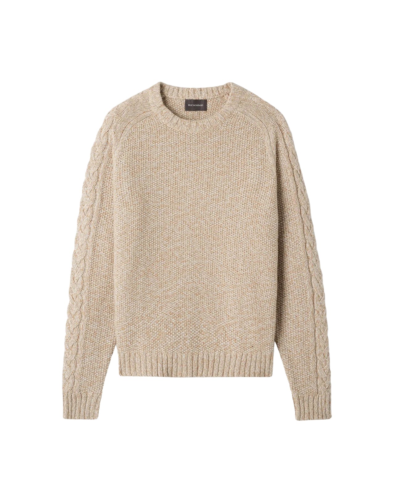 Cotton crew-neck jumper with raglan sleeves in a variegated yarn - Pampas, Perla & Naturel