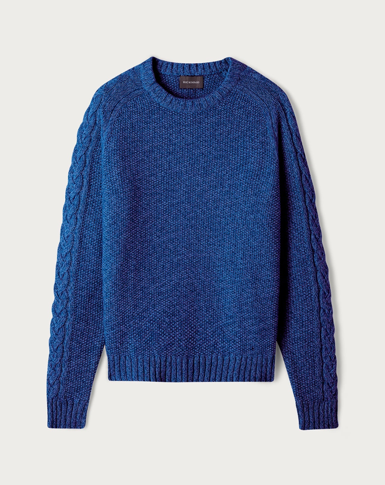 RECO120Ras De Cou Mouliné Emmanchures Raglan Détail Torsade - Marine/Amiral/Bleu Fregate