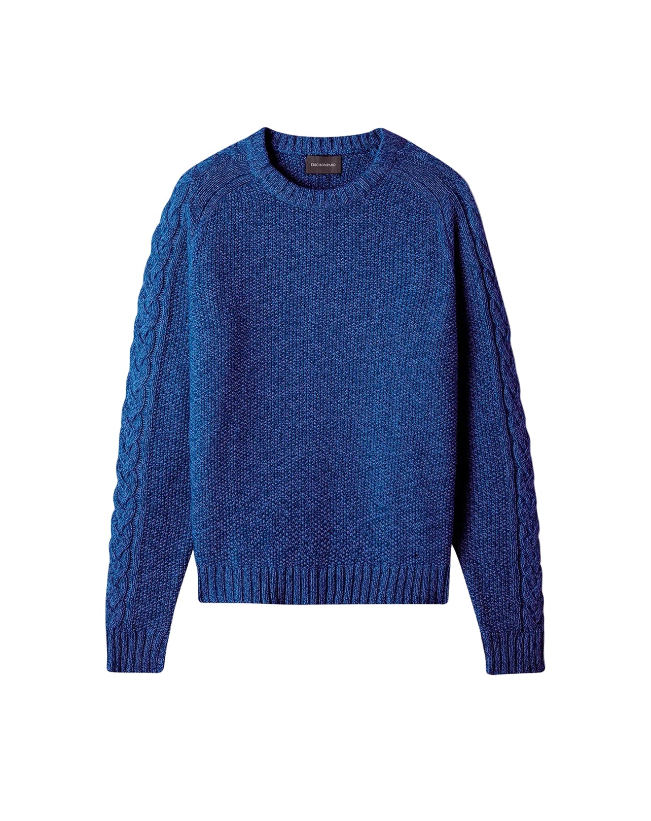 Cotton crew-neck jumper with raglan sleeves in a marled effect - Navy, Admiral & Frigate Blue