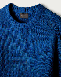 RECO120Ras De Cou Mouliné Emmanchures Raglan Détail Torsade - Marine/Amiral/Bleu Fregate