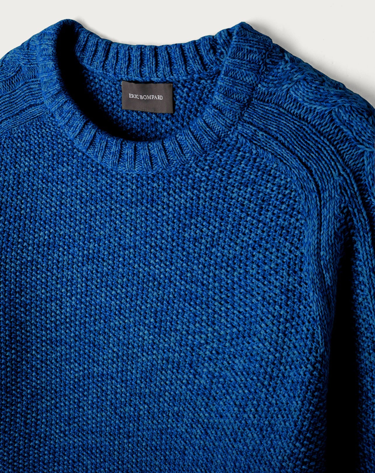 RECO120Ras De Cou Mouliné Emmanchures Raglan Détail Torsade - Marine/Amiral/Bleu Fregate