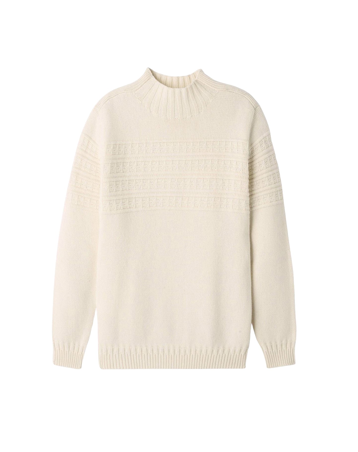 Guernsey-style high-neck jumper in cotton - Natural