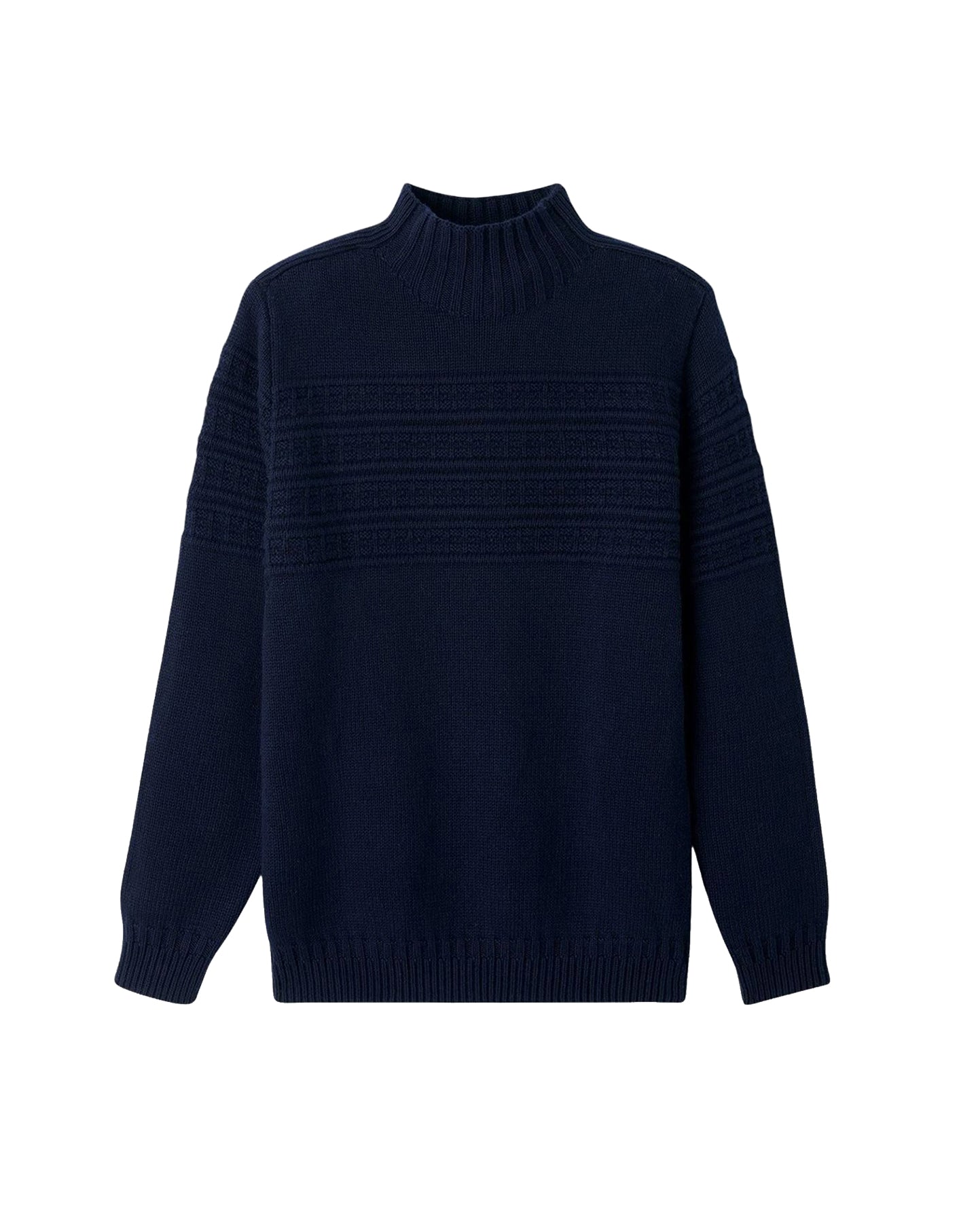 Pull à col montant guernesey en coton -  Marine