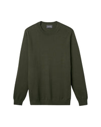 Classic round-neck cotton jumper - Dark Khaki