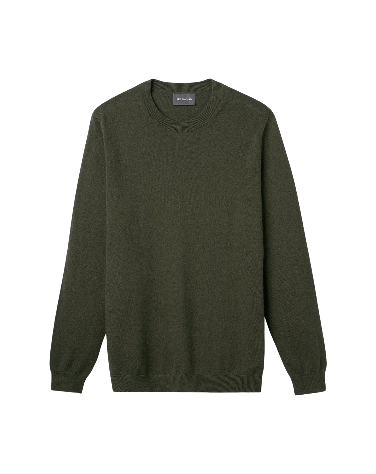 Classic round-neck cotton jumper - Dark Khaki