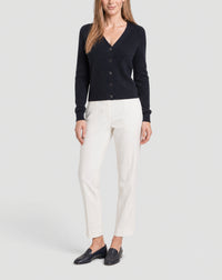 Loose-fitting flat-ribbed V-neck cashmere jumper - Black