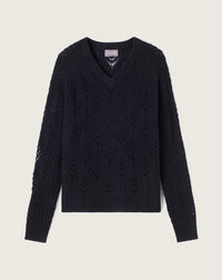 RECO130Pull V Ample Torsades Et Pointelle - Noir