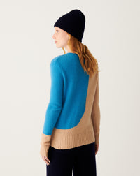 RECO130Col À Même Roulotté Intarsia Color Block - Pampas/Bleu Caldero