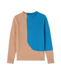 RECO130Col À Même Roulotté Intarsia Color Block - Pampas/Bleu Caldero