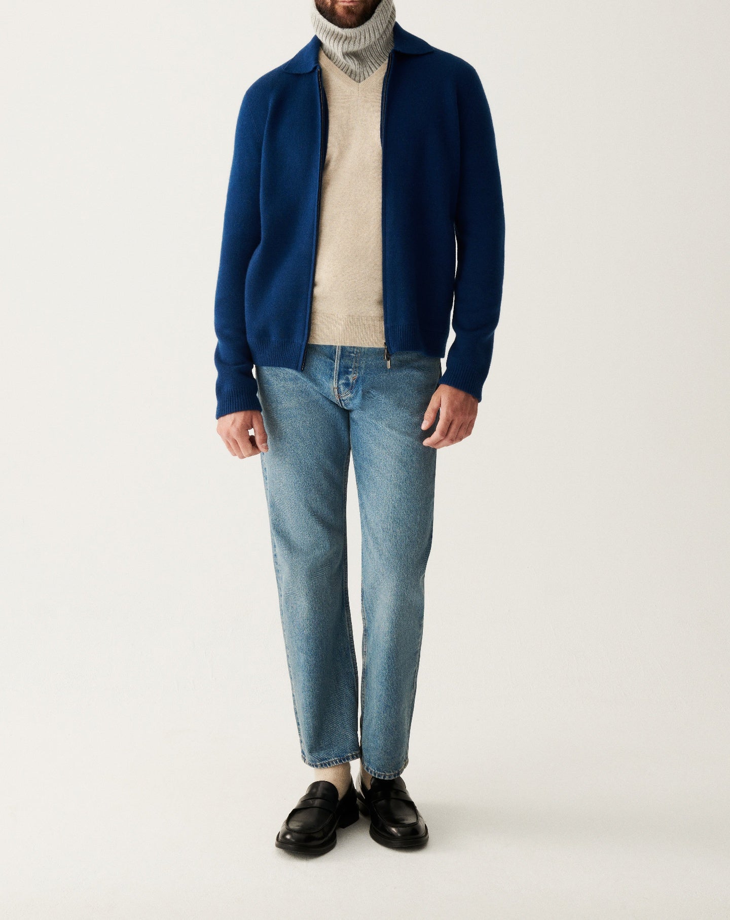 RECO185Veste Zippée Col Chemise Milano - Bleu Phare