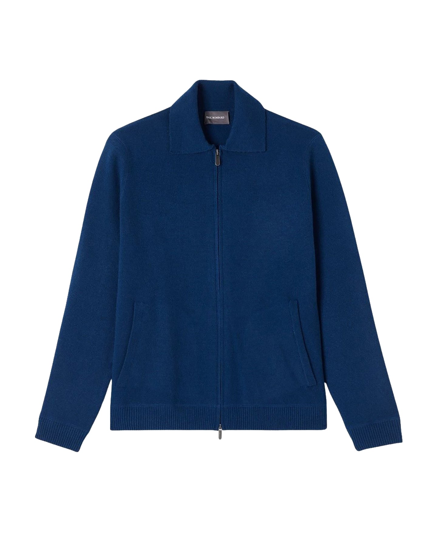 Milano cashmere zip-up jacket with shirt collar - Phare Blue
