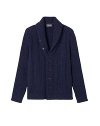 Alpaca wool shawl-neck cardigan - Navy