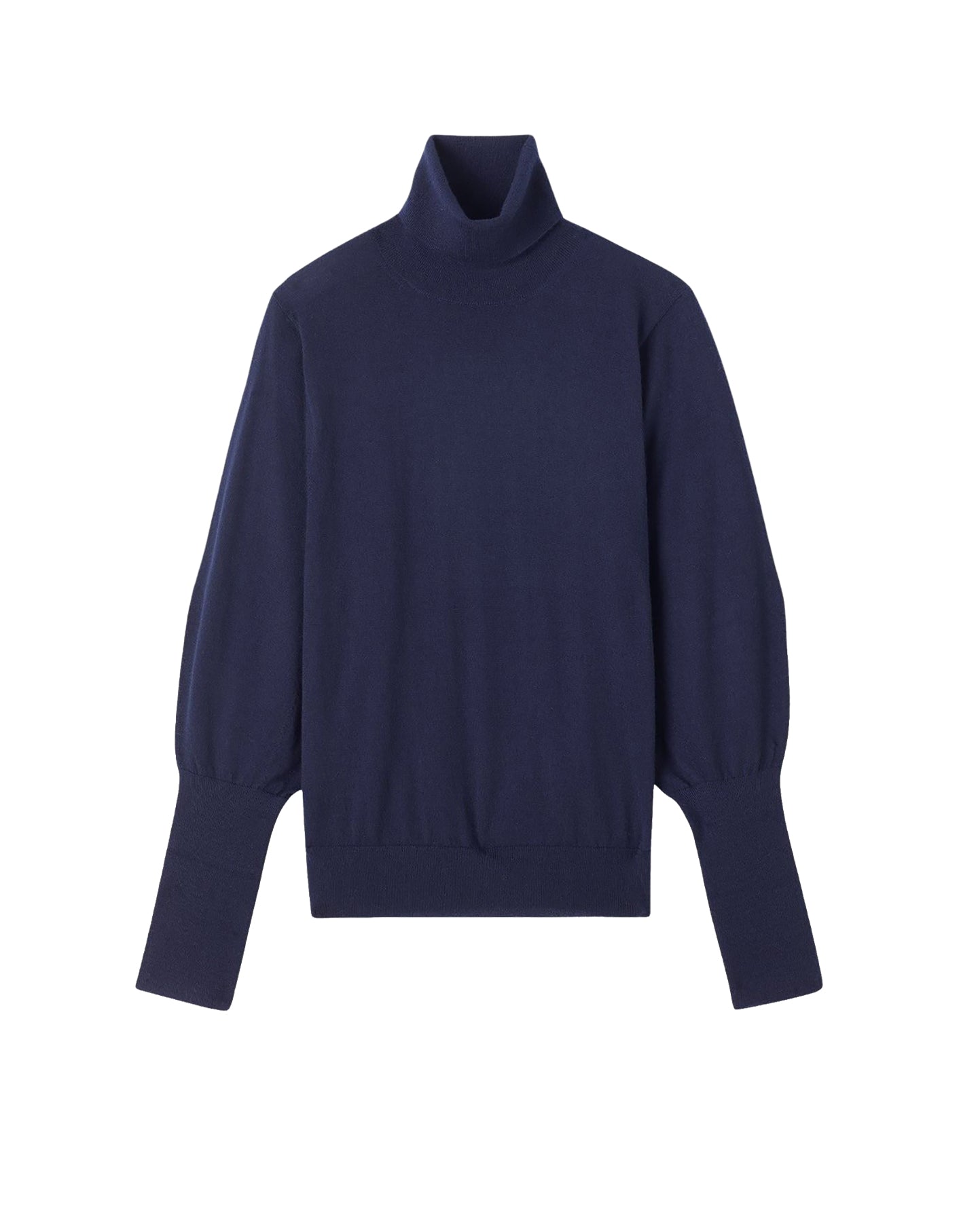 Ultra-fine cashmere roll-neck jumper with balloon sleeves - Navy