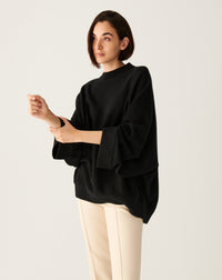RECO180Ras De Cou Oversize Manches Chauve-Souris - Noir