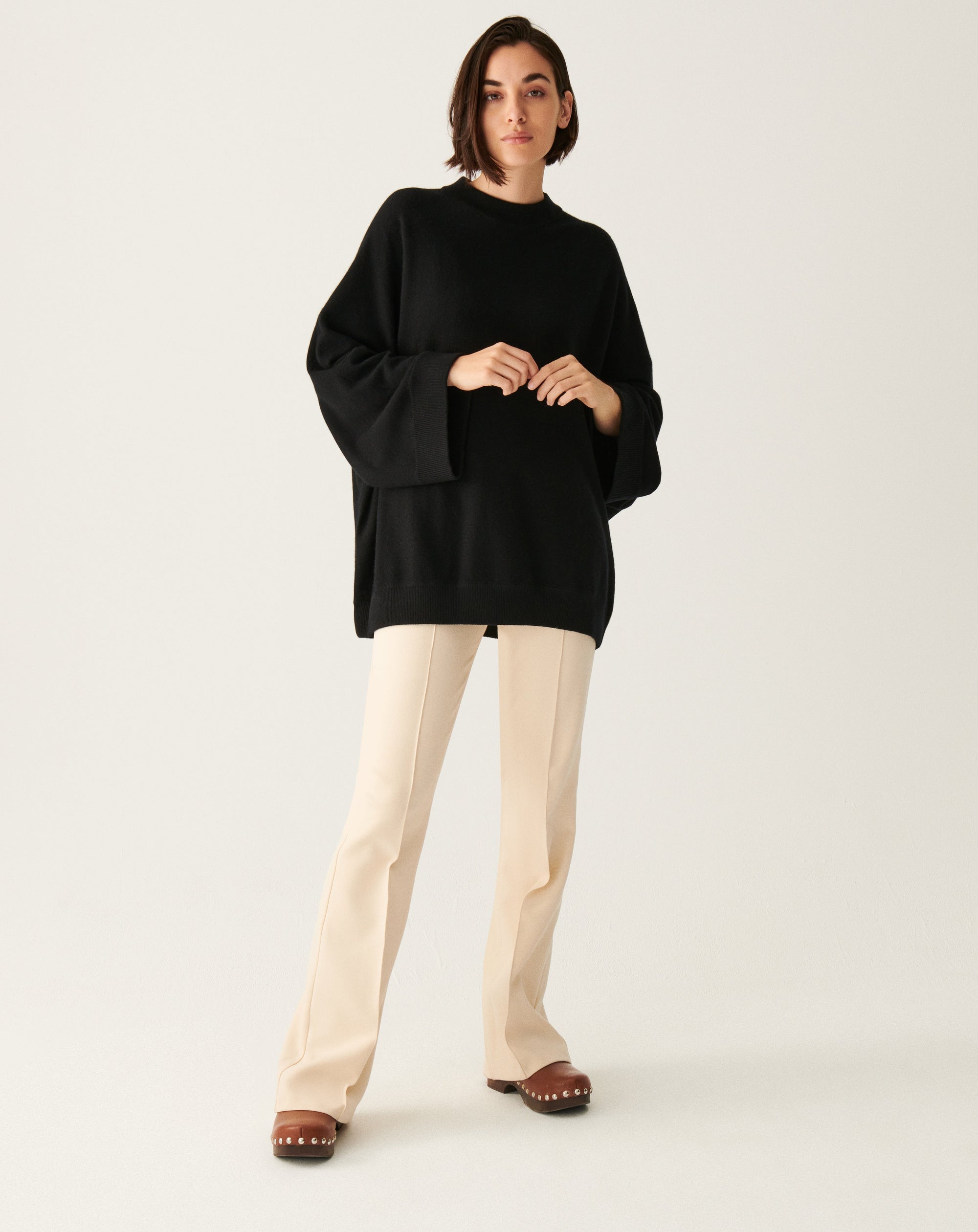RECO180Ras De Cou Oversize Manches Chauve-Souris - Noir