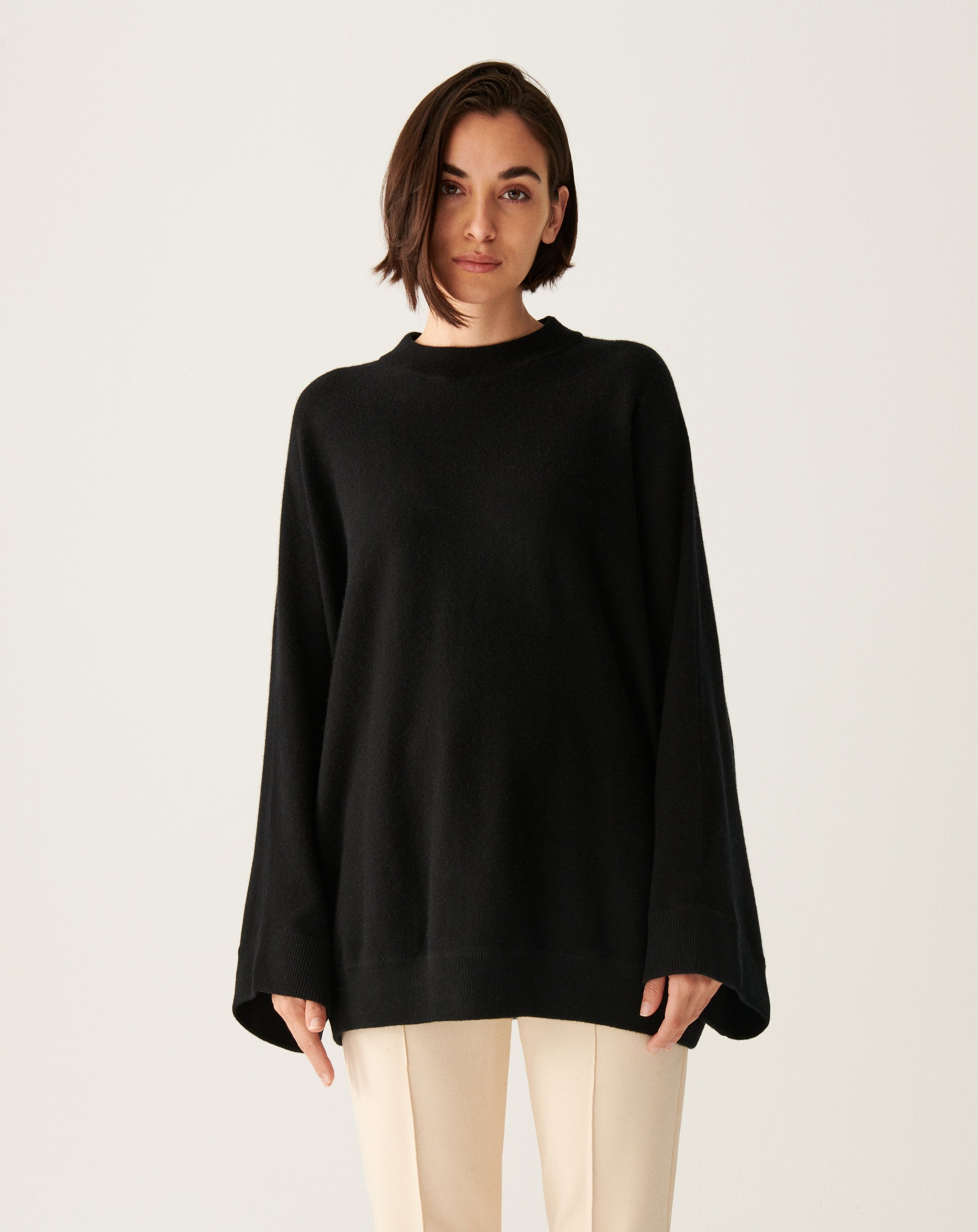 RECO180Ras De Cou Oversize Manches Chauve-Souris - Noir