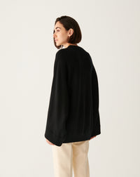 RECO180Ras De Cou Oversize Manches Chauve-Souris - Noir