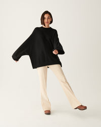 RECO180Ras De Cou Oversize Manches Chauve-Souris - Noir