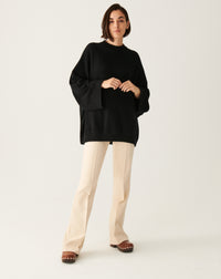 RECO180Ras De Cou Oversize Manches Chauve-Souris - Noir