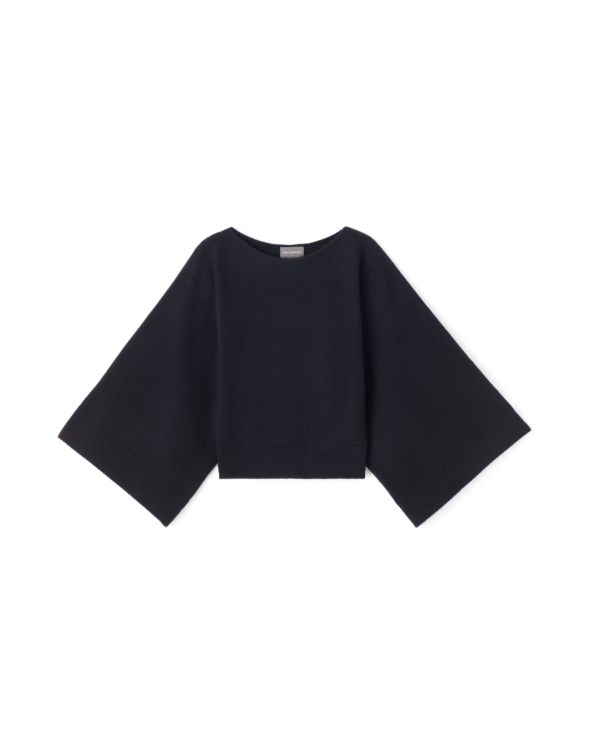 RECO170Ras De Cou Col Bateau Manches Kimono - Noir