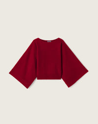 RECO170Ras De Cou Col Bateau Manches Kimono - Rouge Cranberry