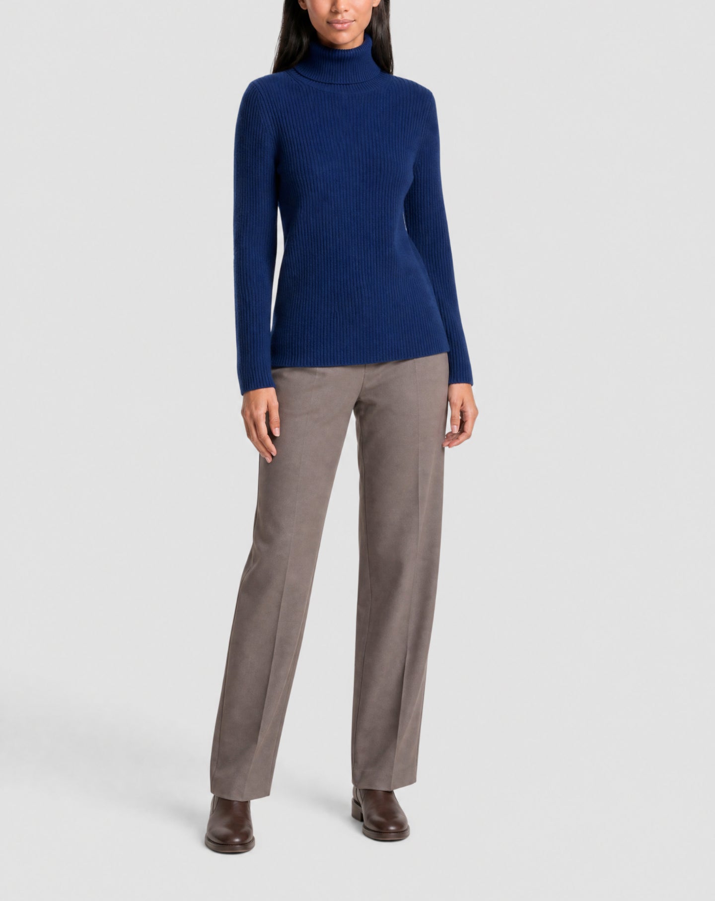 Ribbed cashmere roll-neck jumper - Phare Blue